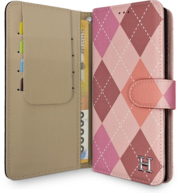 아리움 헤리스 체크 카드 지갑 다이어리 케이스