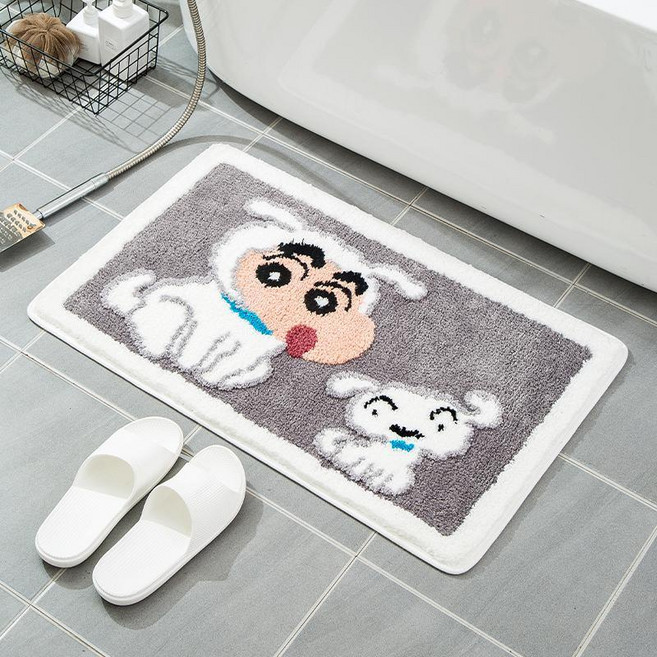 Crayon Shin-chan 卡通地墊 浴室吸水防滑腳墊, 大白小白,50*80送40*60【共發2件】