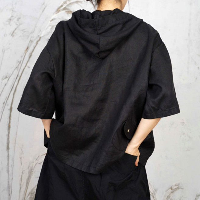 린넨 셔링 후드티