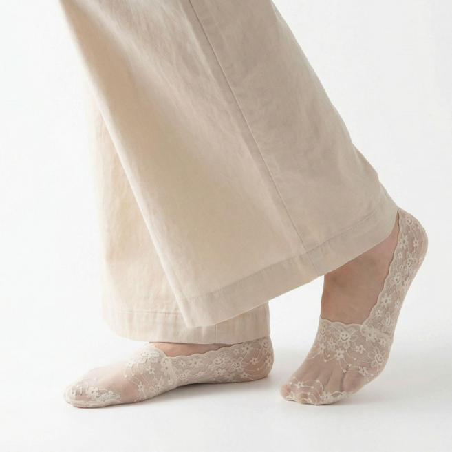 소소방직 여성용 전체실리콘 논슬립 레이스 쿨 덧신 10켤레