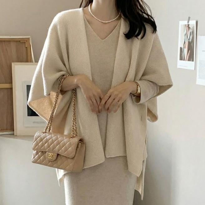 타니즈 로코몬 루즈핏 여성 숄 가디건