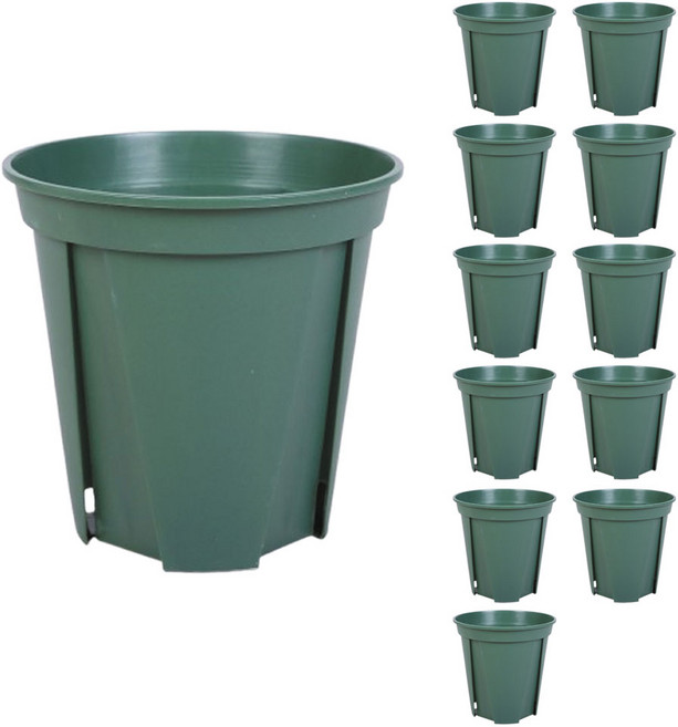 식물생각 원형 플라스틱 슬릿 화분 그린 14호 12개 세트
