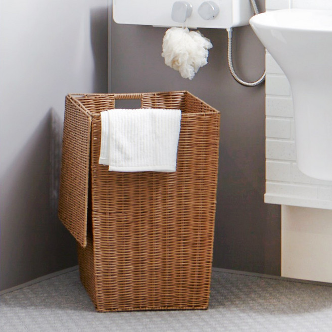 한샘 라탄 패턴 햄퍼 사각 (2종/택1), 02.라탄 패턴 햄퍼 사각 브라운, 02.라탄 패턴 햄퍼 사각 브라운, 1개