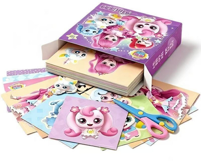 2위 - 티니핑 공주 어린이 종이접기 색종이 안전가위 DIY 만들기 창의력 완구 여아, 1개, 108PCS