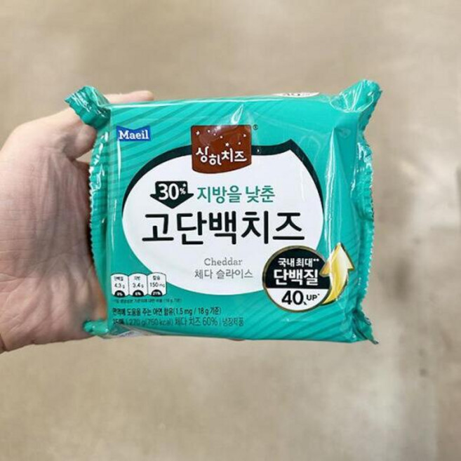 상하치즈 지방을 낮춘 고단백 치즈 체다 슬라이스 270g e402491 ja유통, 1개