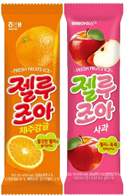 해태아이스 젤루조아 30개 (제주감귤 15개+사과 15개), 120ml