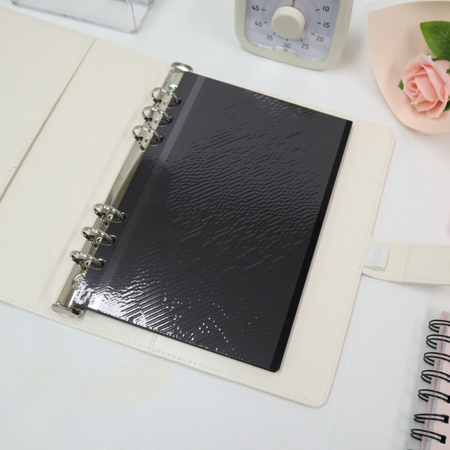 A5 6공 다이어리 접착식 앨범속지(블랙) 드림널스