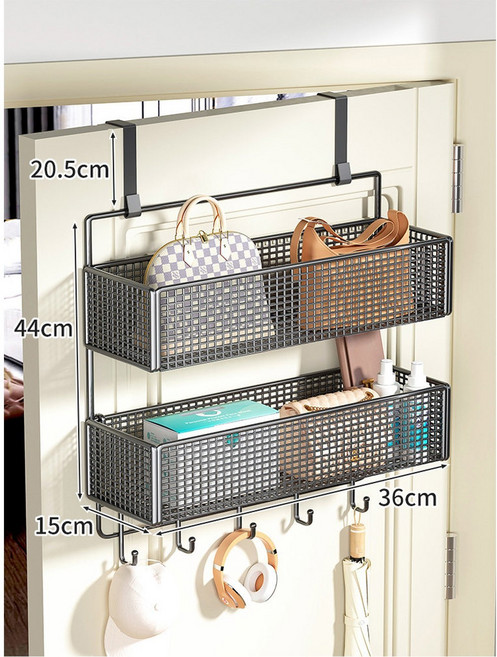 문선반 수납장 벽걸이 행거 문걸이 걸이 도어 욕실 주방 정리 선반 수납 다용도 화장실 철제, 블랙 이중 빅 밴드, 블랙, 1개