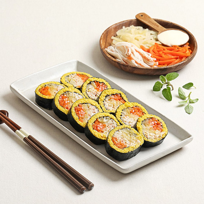 [다신샵] 저당 쌀빠진 단백김밥 크래미 / 탄수화물저감 계란지단김밥, 5개, 220g