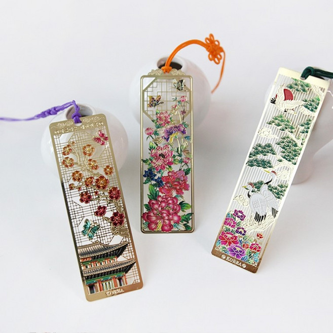 한국 전통 문양 금장 책갈피 15종 외국인 친구 선물 기념품 답례품 한복 북마크 한국적인 북클립 독서굿즈, 1개, 13.중전한복