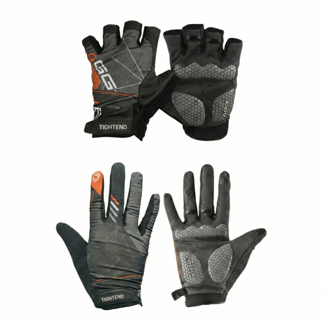 타이트엔드 AGG 쿠션 패드 자전거 반장갑+긴장갑 세트, 1개