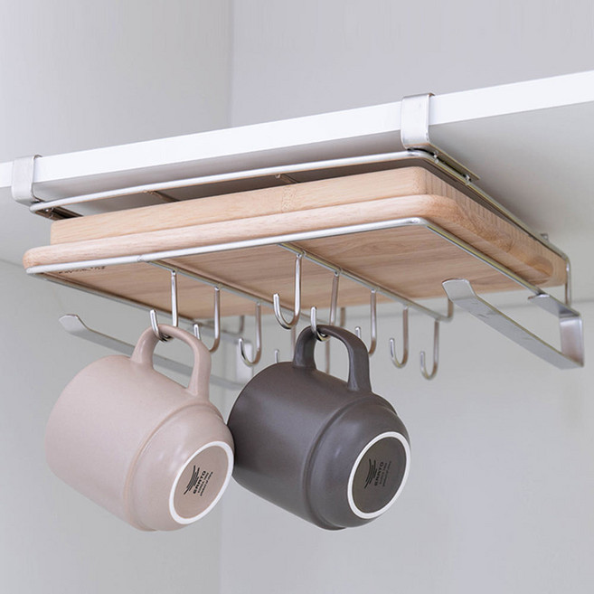 렐리 스텐 도마거치대 걸이 꽂이 선반 수납 행주 씽크대 걸이형 1단후크형, 1개, 실버