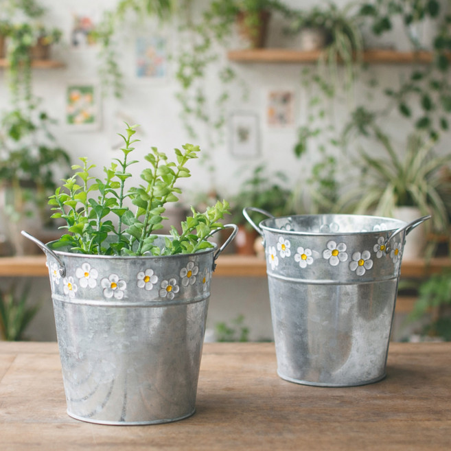 페이퍼랩 빈티지 철제 바구니 가드닝 화분커버, 1개, 실버