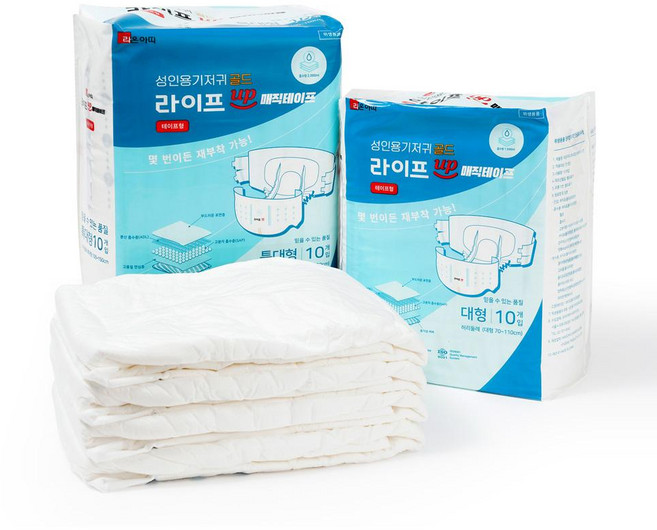 라이프업 성인용기저귀 요실금팬티 언더웨어 환자 매직테이프형 대형 특대형 (1팩 10매) (A40118), 10개입, 대형 2팩