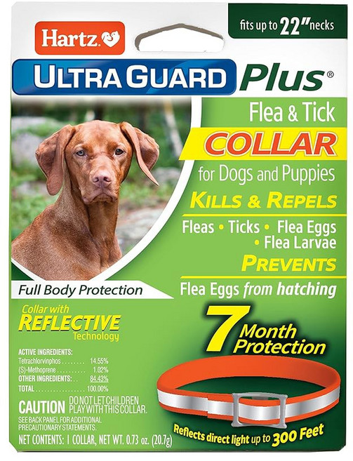 하츠 울트라가드 플러스 벼룩 및 진드기 목걸이 7개월 예방 보호 반사 오렌지 최대 22인치, 2 1 Count (Pack of 1)