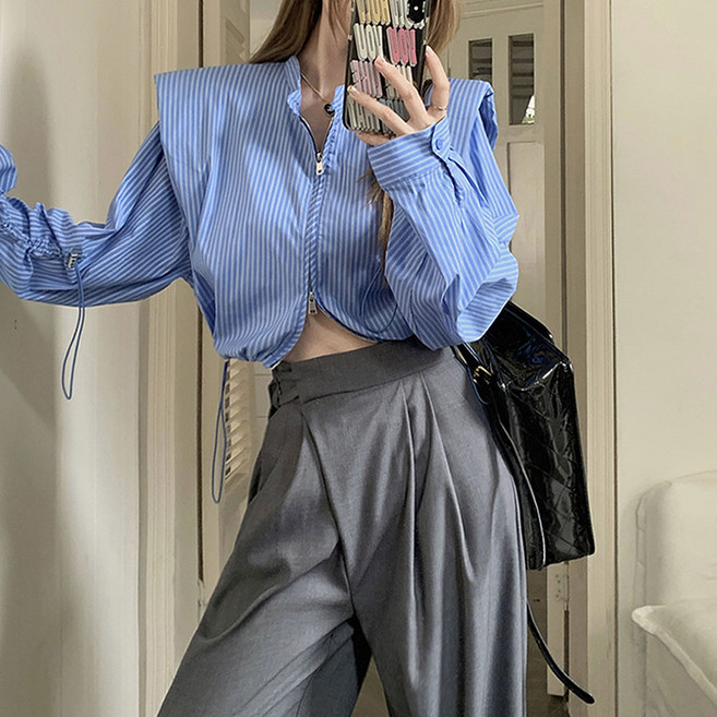 대박난박양 집업 자켓ST. 크롭 블라우스