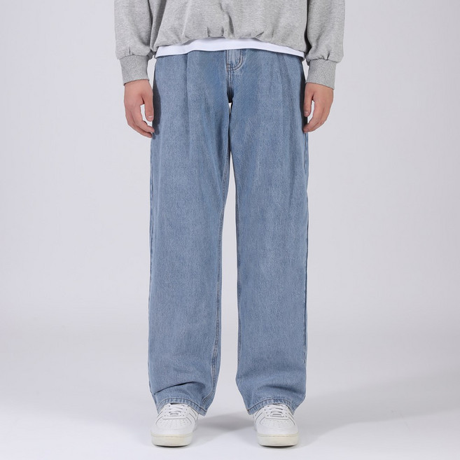 후앙스 사계절 3기장 핀턱 와이드 허리 밴딩 데님 청바지 GQCP-4808