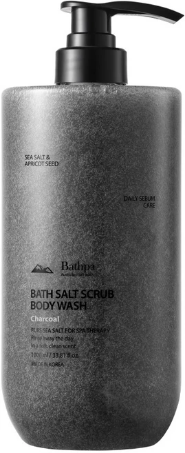 바스파 바쓰 솔트 스크럽 바디워시 차콜, 1개, 1L - 쿠팡