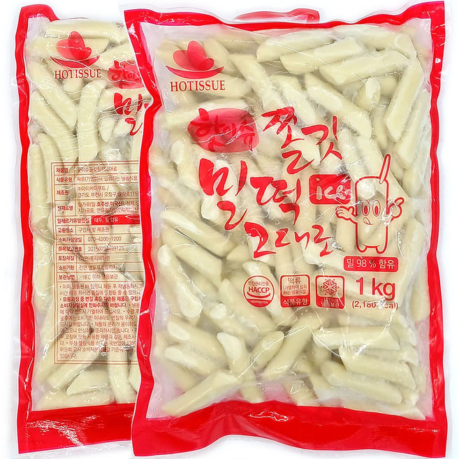 쫄깃 밀떡 옛날 떡볶이 1kg+1kg, 1kg