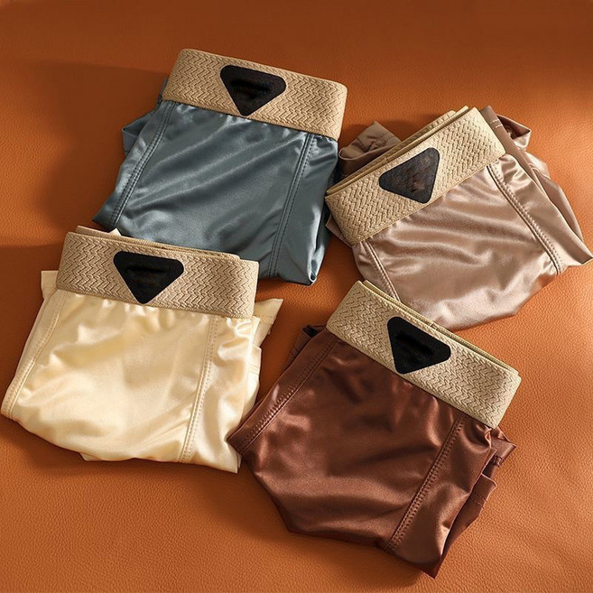 Timepure 1+1+1+1 4장입 빅 고급 새틴 남성 사각 팬티 고급 뽕나무 실크 남성 팬티 편안하고 통기성 좋은 부드러운 남자 아이스 실크 팬티 봄여름용 에어 팬티