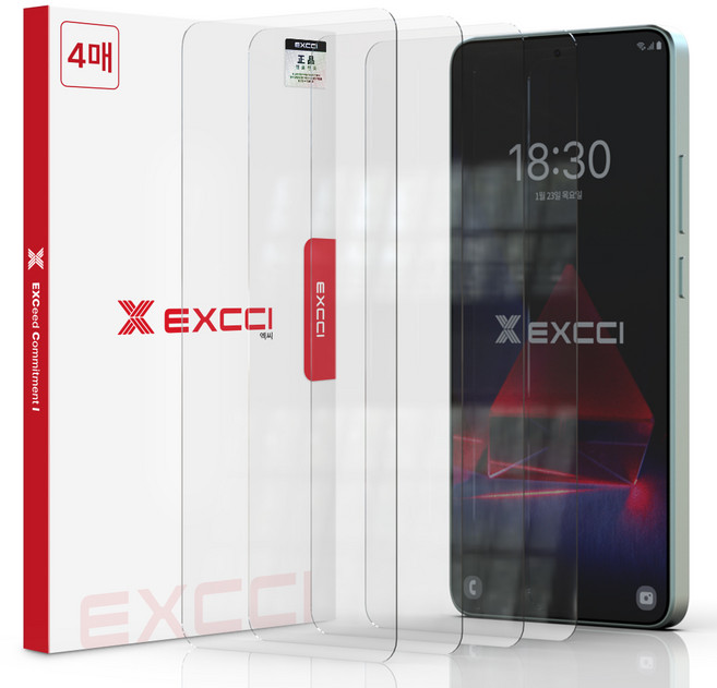 엑씨 샤오미 포코 X7 Pro 2.5D 라운드컷 완벽 핏 글리터 강화유리 액정보호필름 4매, 1개