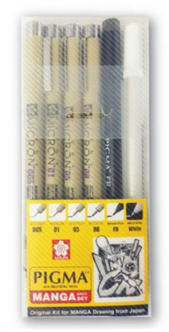 PIGMA 사쿠라 마이크론 망가 젤잉크펜 6종 세트, 혼합색상, 1개