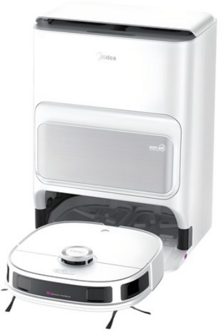 미디어 올인원 자동 먼지비움 걸레 자동세척 물걸레 로봇청소기 V12, 화이트