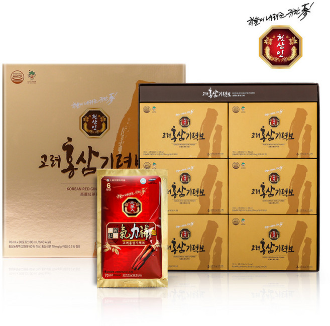 천삼인 고려홍삼기력보 70ml 30포 3+1 총 4박스 선물 무설탕 무보존료 저온추출, 120개, 2.1L