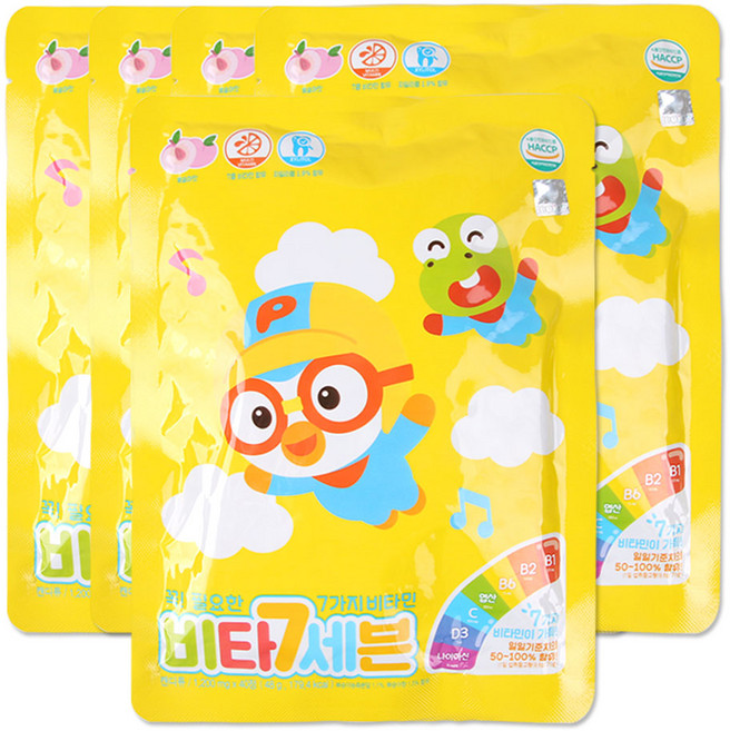 태양생활건강 유아용 뽀로로 비타세븐 48g, 5개, 40정