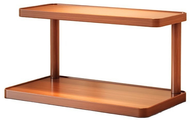 다용도 정리 컵정리대 2단 원목색, 1개, 브라운 길이 26cm  