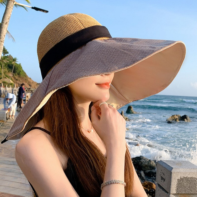 夏季大帽簷遮陽帽女 防曬防紫外線太陽帽