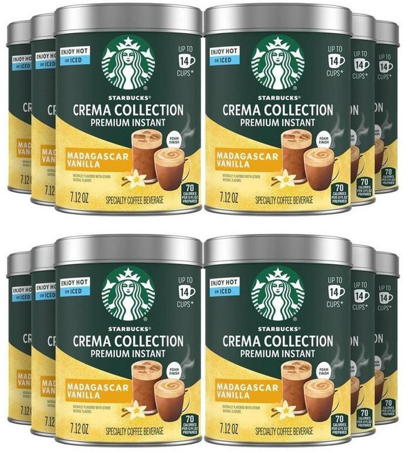 Starbucks 스타벅스 크레마 컬렉션 프리미엄 인스턴트 커피 마다가스카르 바닐라맛 200g, 12개, 1개입