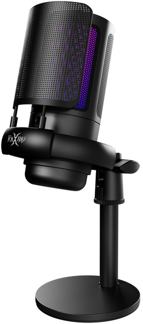 【Foxxray】FXR-SUM-E16破曉RGB麥克風 心型指向 防噴防震 192k/24bit 支援手機/桌機/平板, 黑色