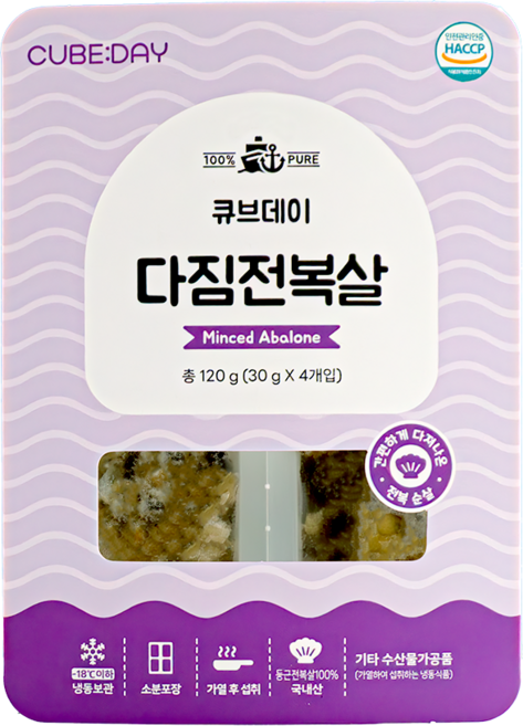 큐브데이 다짐 전복살 순살 큐브 토핑 죽 해산물, 120g, 1개