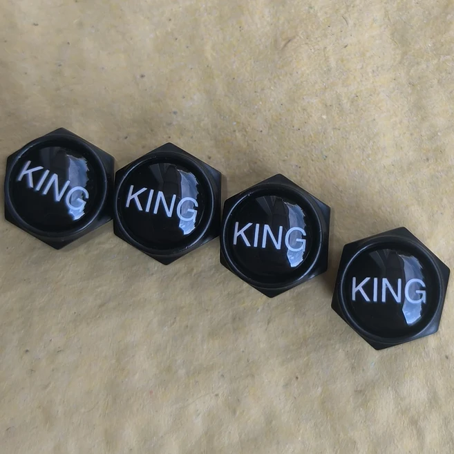 호환 BYD King 2024 2025 알루미늄 합금 차량 휠 타이어 밸브 캡 스템 커버 4 개, 01 KING, 01 BYD, 01 검정색