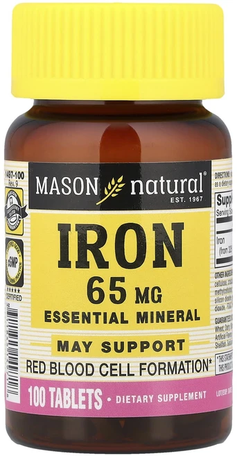 Mason Natural 철분 65mg 100정, 3개 - 쿠팡