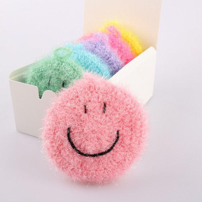 주방수세미 스마일 손뜨개 수세미 / 대량구매 가능, 5. LIGHT PINK(연핑크), 선물상자포장 (+600원), 1개, 1개입