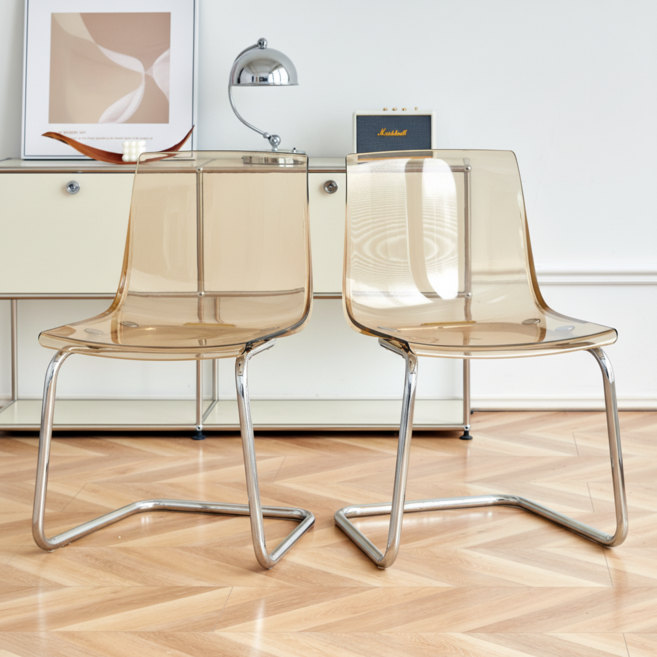 피피포피 로레토 투명의자 세스카 고스트 체어, 2개, 브라운