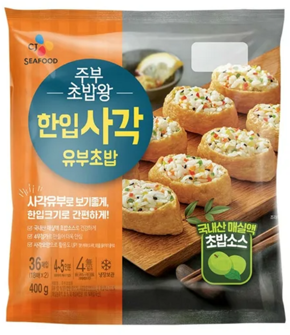 CJ 주부 초밥왕 한입사각 유부초밥, 400g, 4개