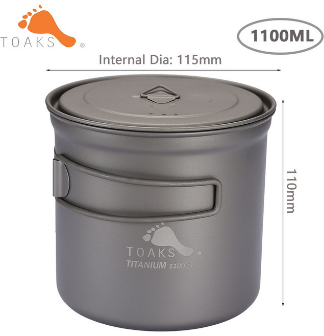 TOAKS 초경량 티타늄 컵 새로운 냄비 야외 캠핑 그릇 휴대용 피크닉 워터, 01 POT-1100