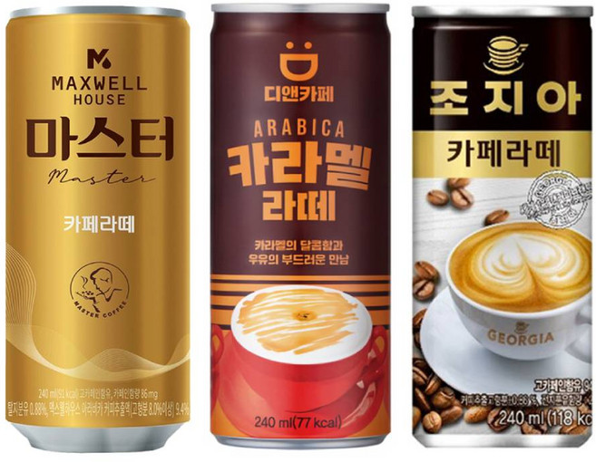 디앤카페 카라멜라떼 240mlx30개+맥스웰 마스터 카페라떼 240mlx15개+조지아 240mlx15개, 1개, 240ml