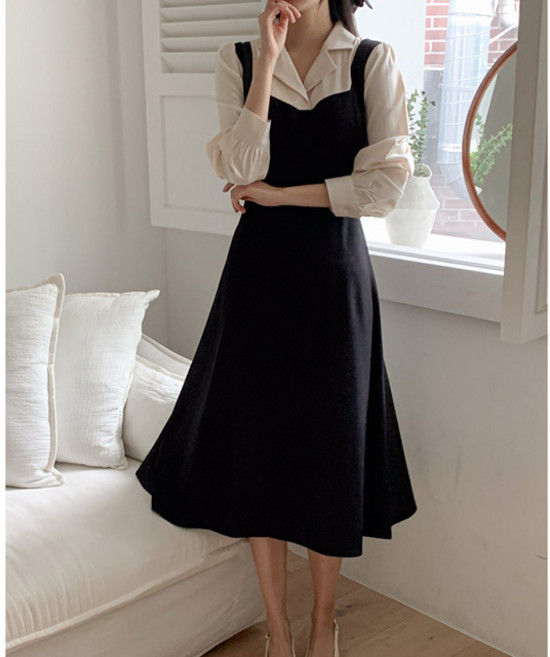 D113-1 베그토 빅사이즈여성의류 롱 레이어드 원피스 44-100