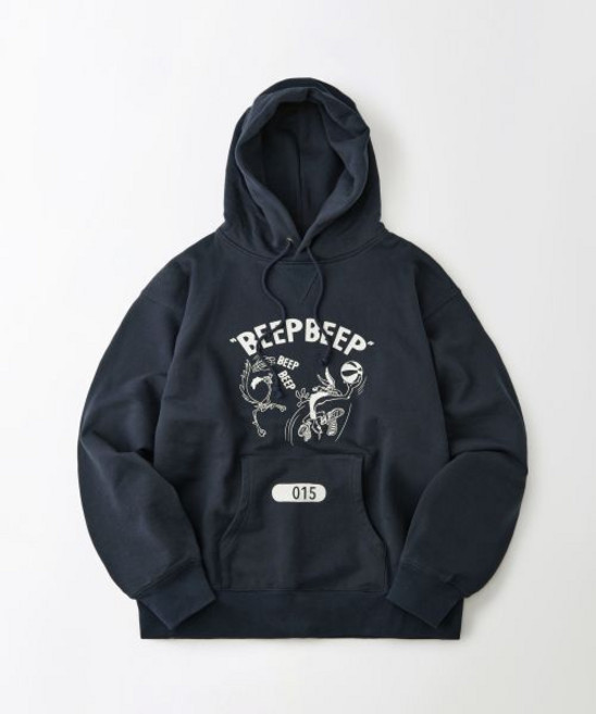 아웃스탠딩LOONEY TUNES HOOD SWEAT(BEEP BEEP)NAVY