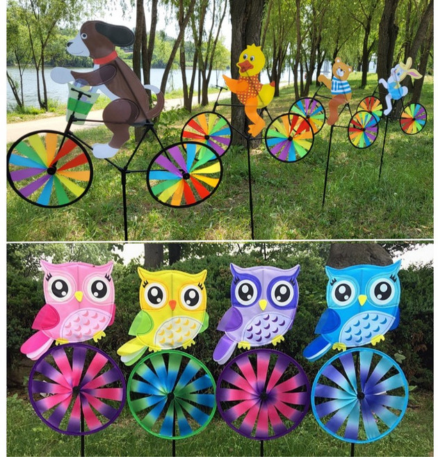 PVC 정원 대형 플라스틱 바람개비 만들기, 곰도리 자전거, 1개