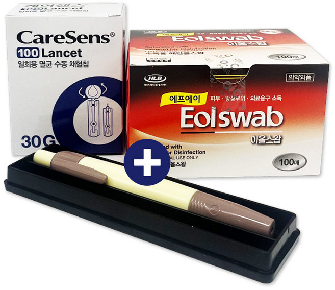 DE PVC 무통사혈기 DH1사혈기 + 케어센스 란셋 30G + FA이올스왑 100매입 1매포장 3종세트, 1개