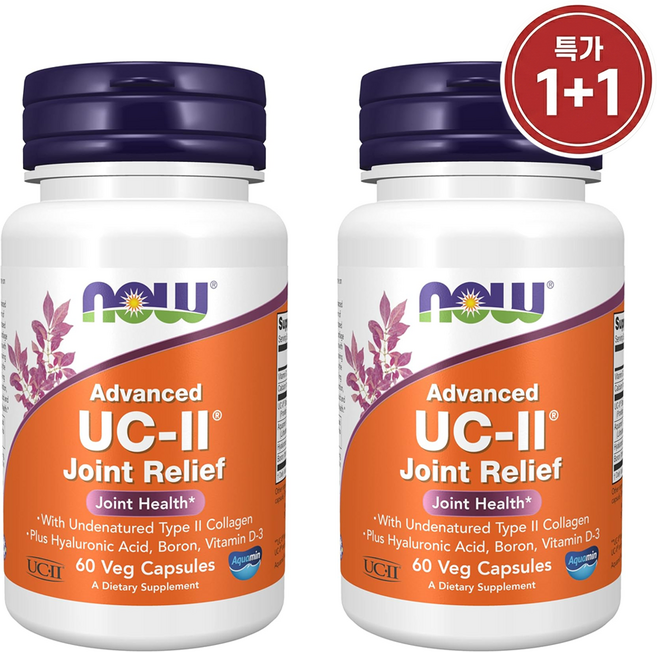 나우푸드 UC투 조인트 릴리프 UC-II 타입투콜라겐 히알루론산 캡슐 60정 2개