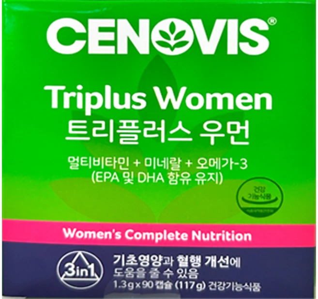 세노비스 트리플러스 우먼 90캡슐 rTG 오메가3 비타민, 90정, 1개 - 쿠팡