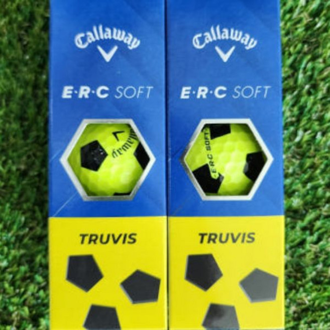 캘러웨이 ERC 소프트 트리플 트랙 골프볼 트루비스 골프볼 축구공 6구세트 홀인원 인쇄, 1세트, 6개입, 옐로우블랙