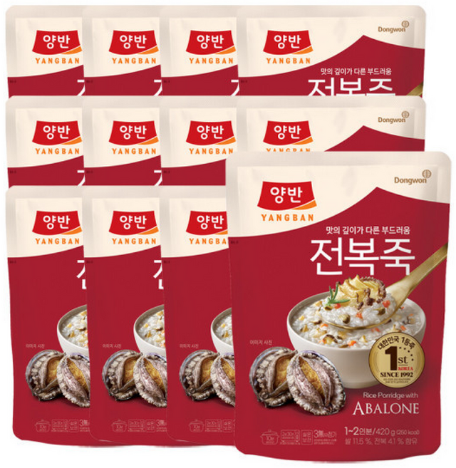 동원 양반 전복죽, 12개, 420g