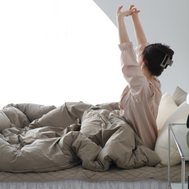 베이직톤 국내산 클래식 이음선없는 고밀도 80수 사계절 차렵이불 세트